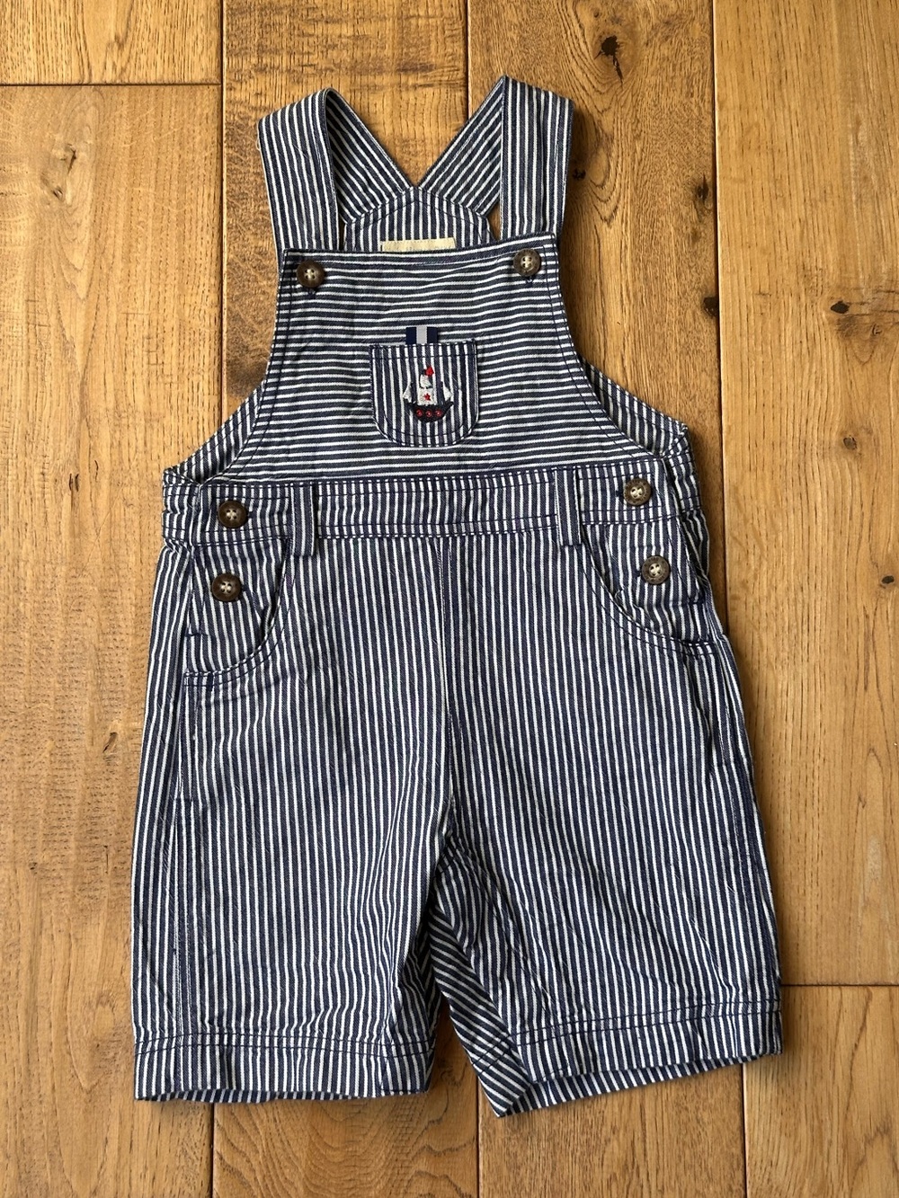 JoJo Maman Bebe Nautical Stripe Dungaree Overalls size 6-12 Months